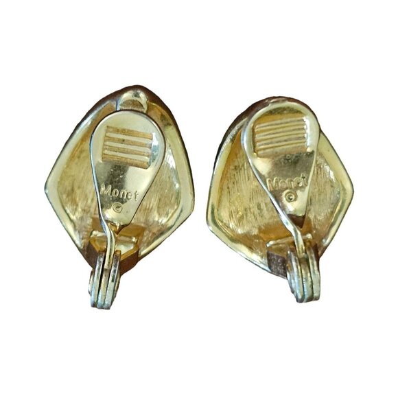 Vintage Monet‎ Gold-Tone Clip-On Earrings Retro Jewelry - Picture 2 of 3